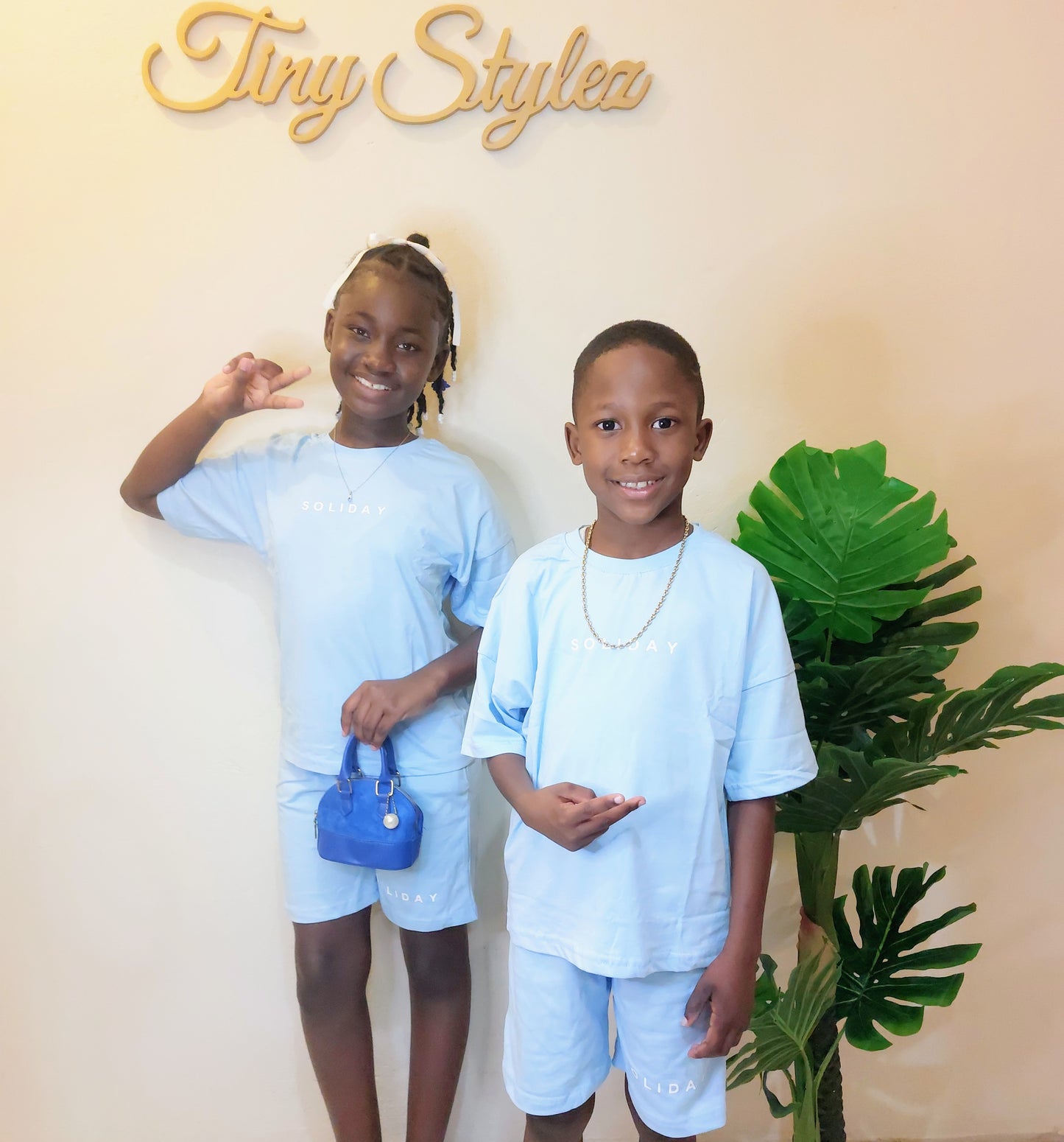 Blue Soliday Short Set