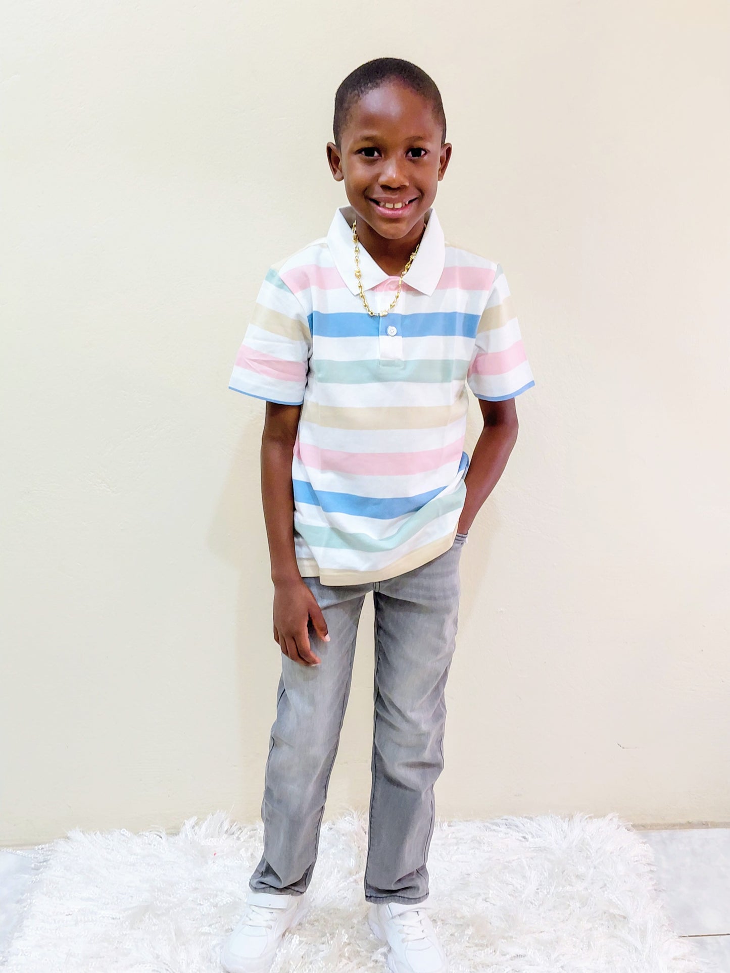 Striped Pique Polo Shirt