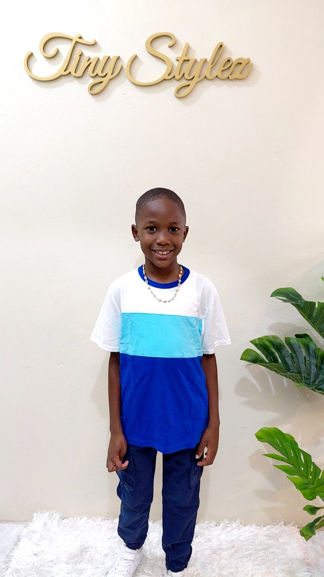 Blue Color Block Tee