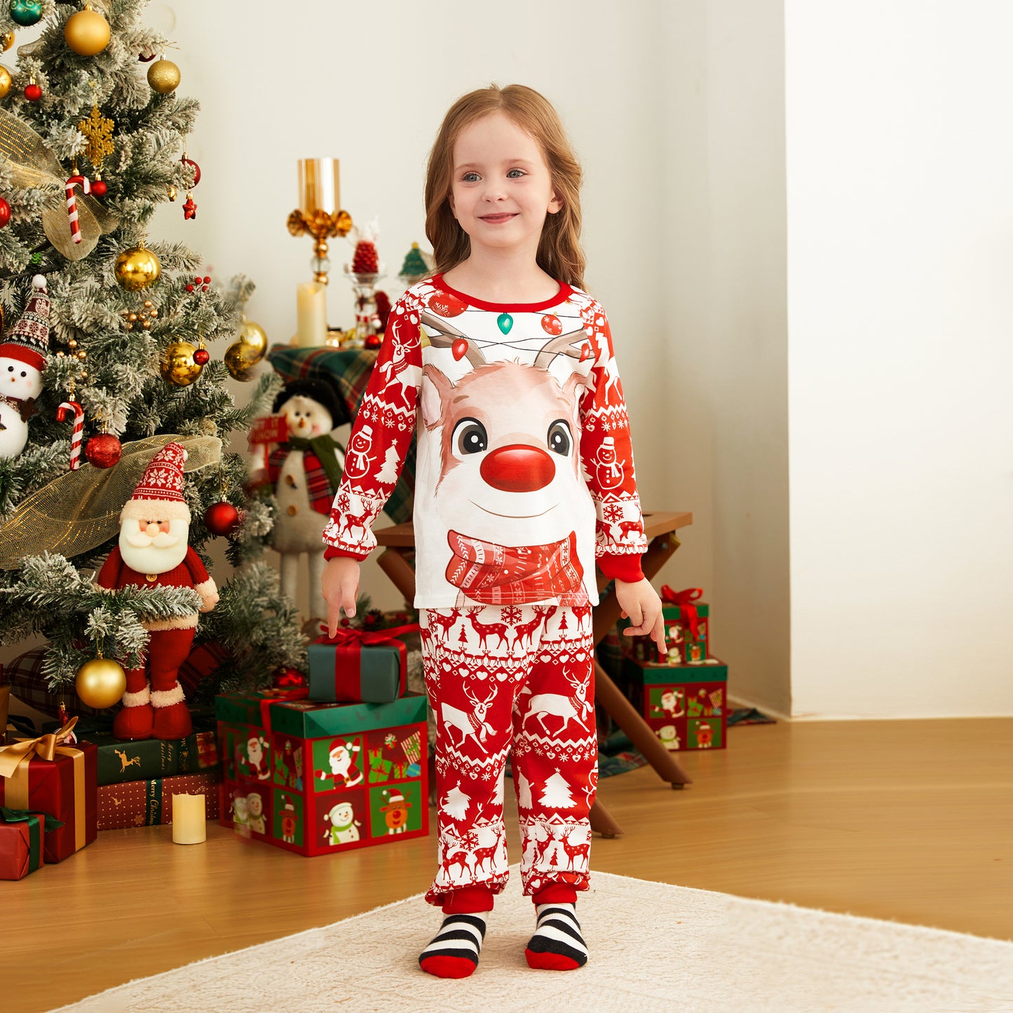 Christmas Deer Print Pajamas - kids