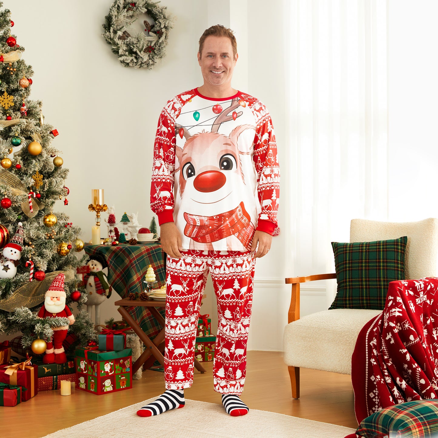 Christmas Deer Print Pajamas