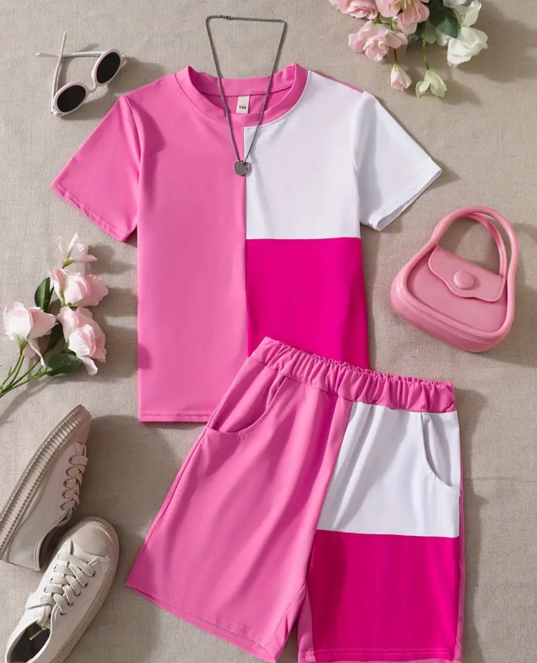 Color Block Short Set