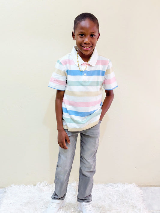 Striped Pique Polo Shirt