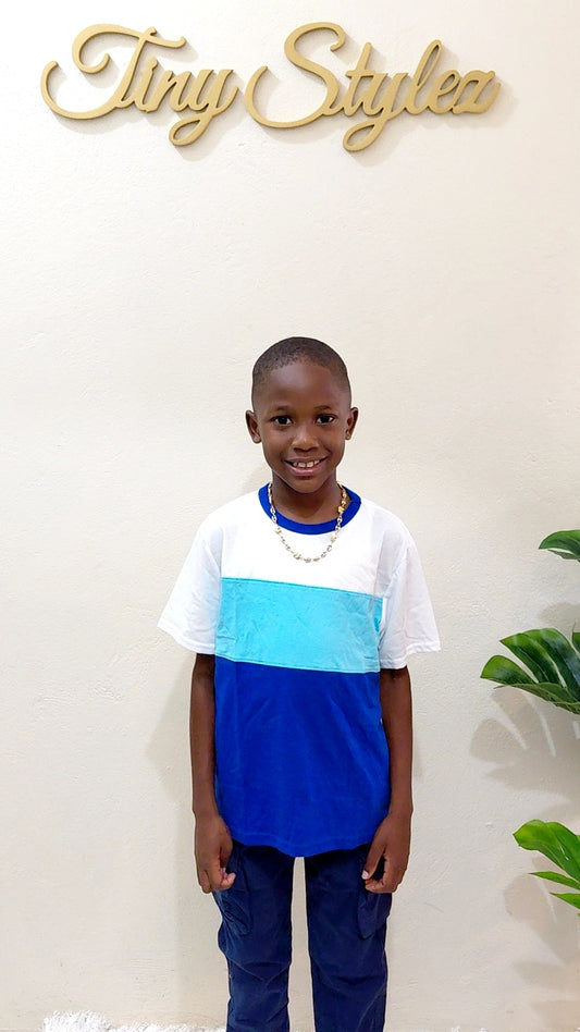 Blue Color Block Tee